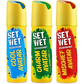 SET WET Deodorant Spray Perfume Cool, Charm & Mischief Avatar for men, 150ml (Pack of 3)