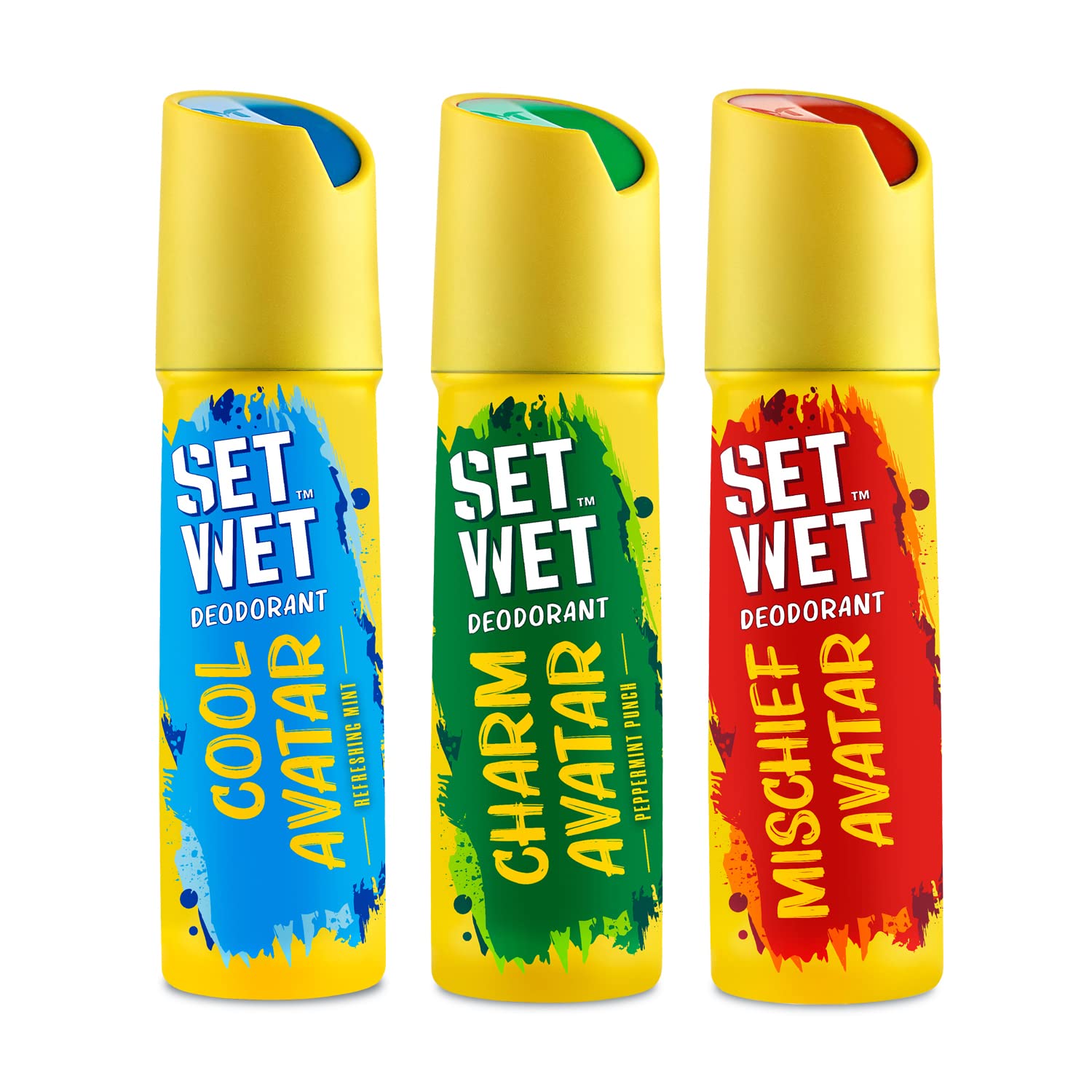 SET WET Deodorant Spray Perfume Cool, Charm & Mischief Avatar for men, 150ml (Pack of 3)