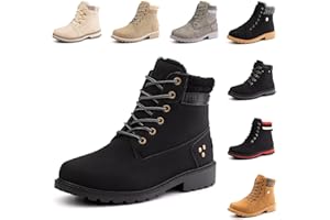 Winterstiefel Damen Gefüttert Winterschuhe Kurzschaft Stiefel Bequeme Stiefeletten Damen Schneestiefel rutschfeste Frauen Schwarz Braun Pink 36-43 EU