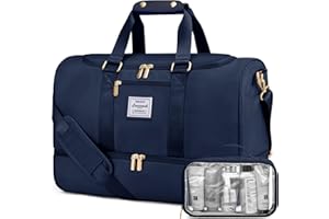 LOVEVOOK Sporttasche Reisetasche Damen, Weekender Travel Bag mit Kulturtasche, Schuhfach & Nassfach, Wasserdicht Carry on Bag Overnight Bag, Handgepäck Tasche für Fitness Urlaub Camping, Blau