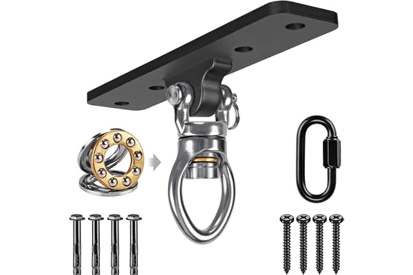 BeneLabel Suspension pour BalançOire, Crochet de Suspension Hamac Pivotant 360, Support de Fixation Mural pour Sac de Frappe, Corde Yoga, Cerceau Aérien Kit de Suspension Bois/Béton, 900lb/Losange