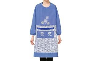 Gaf Nuncew Grembiule da Cucina con Maniche Lunghe, Grembiule Antimacchia con Tasche per Lady Housework e Toelettatura Animali Domestici