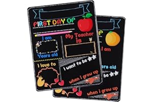 NUOBESTY First Day and Last Day of School, cartello a doppia faccia per il primo giorno della scuola, per bambini, lavagna per messaggi e messaggi su entrambi i lati.