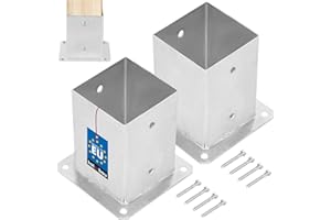 KOTARBAU® Juego de 2 Base para Poste 10x10 cm Zincada Acero Anclaje Suelo Base Atornillable Soporte para Postes de Madera Cuadrados Soporte Poste Madera Galvanizado en Caliente Base Poste Madera