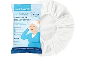 SCRUBZZ BATH ALTERNATIVE Scrubzz Czepek do szamponu bez spłukiwania dla osób starszych i obłożonych pacjentami, bez spłukiwania, czepek do szamponu po operacji i pobytów w szpitalu, bezwodne, do mycia włosów
