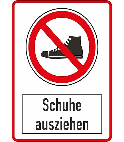 Aufkleber "Schuhe Ausziehen" – 22x16 Cm, Weiß, Aus PVC-Folie – Sicherheitszeichen Für Zuhause Oder Praxis