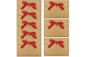 KYSUN 50 Pezzi Buste in Carta Kraft, Busta con Nastro, DIY Buste per Buoni Regalo in Stile Vintage, per Inviti Fatti a Mano, Cartoline, Biglietti di Auguri, Matrimonio, Compleanno (Borgogna Nastro)