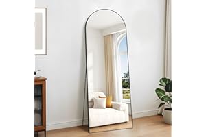 KOCUUY Arched Full Length Mirror, 165 x 60 cm Wall Mirror, Black Standing or Leaning Full Body Mirrors with Aluminum Alloy Frame, Suitable for Bedrooms, Hallway or Cloakroom