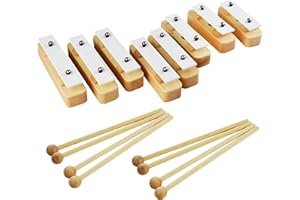 A-Star Chime Bar Set di 8 Xilofono Glockenspiel in legno diatonico soprano con 8 battitori - da C6 a C7