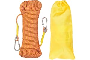 Gangying Corda da arrampicata da 10 mm, corda statica per arrampicata da 5 m, corda intrecciata in nylon con 2 ganci in acciaio per escursioni, alpinismo, sport, campeggio