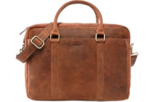 LEABAGS Sac à bandoulière pour hommes et femmes | Sac ordinateur portable en cuir véritable 16 pouces | Sac avec sangle d'épaule | Sac messager | Sac de travail | Sac d'enseignant