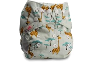 Littles & Bloomz, Reusable Pocket Cloth Nappy, Fastener: Popper, Set of 1, Pattern 60, with 1 Bamboo Insert