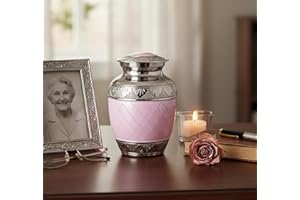 eSplanade Urne funéraire en métal | Urne funéraire de taille moyenne pour cendres funéraires | Urne en métal gravée | Rose – 15,2 cm