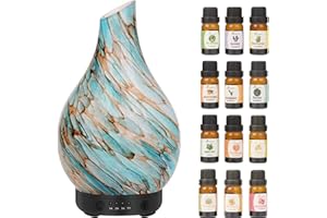 DIFFUSERLOVE Difusor Aceites Esenciales de120 ml Humidificador Aceites Esenciales Humificador de Aroma de 7 Color con Vidrio para la Oficina de Yoga en CAS