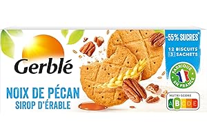 Gerblé Teneur Réduite, Sablé Noix de Pécan et Sirop d'Erable, Sans Huile de Palme, 3 Sachets Individuels, 12 Biscuits, 132 g, 197633