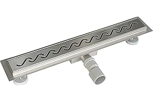 Acezanble Caniveau de Douche Italienne en Acier Inox Siphon Sol d'évacuation pour Salle de Bain Rectangulaire en Modèle S 60 cm