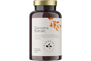 ‎KURKRAFT KURKRAFT Curcuma Extrakt Kapseln hochdosiert (475mg Curcuminoide je Kapsel) mit schwarzem Pfeffer-Extrakt und Bio Kurkuma Pulver