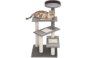 PawHut Cat Tree Activity Center Kitten Climbing Tower Scratching Post Plush