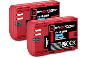 Baxxtar Pro LP-E6NH 2600mAh akumulatorów 2x - Kompatybilny z Canon R5 R5c R6 R6II R7 itp.