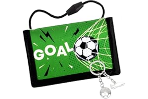 GADITIEK Porte Monnaie Enfant Garçon, Portefeuille Ado Garcon, Porte Monnaie Garcon Multifonctionnel à Trois Volets avec Porte Clés et Lanière, Cadeau d'anniversaire pour Enfants (Licorne) (Football)