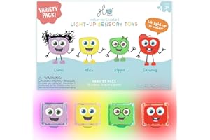 Glo Pals Water-Activated Light-Up Cubes for Sensory Play – 12 Pack