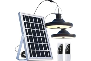 JACKYLED Solar Security Light Indoor Outdoor Motion Sensor Pendant Light 2 Lamp Hanging Indoor Solar Shed Light with 5M Cable IP65 Waterproof Solar Garden Light for Porch Patio, Warm White
