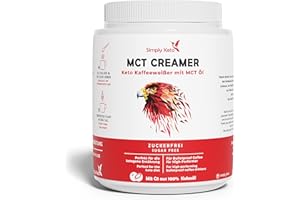 ‎SIMPLY KETO Simply Keto MCT Creamer Vorratsdose 450g - Ohne Zuckerzusatz ketogener Kaffeeweißer für Bulletproof Coffee - Mit MCT Öl, Kokosöl & Weidebutter - Ohne Kohlenhydrate - Optimiert für Performance