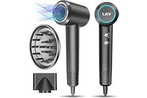 LKV Phone Capelli Asciugacapelli Ionico Professionale ioni Phon con Diffusore Phon Capelli，Viene fornito con due diffusori per capelli ricci e lisci，Adatto per Viaggi e Domestico