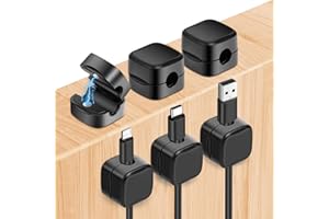 URAQT magnetycznych uchwytów na kable klipsy do kabli urządzenie organizer do zarządzania kablami biurkowymi mocny samoprzylepny uchwyt na przewód do domu, biura, samochodu (Czarny, 6pcs)