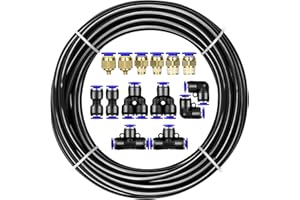 ANOMM 10M PU Pneumatic Hose, Air Hose Pipe Set, Pneumatic Polyurethane Pneumatic Hose, with 8 Pieces Pneumatic Connectors, Air Push Quick Couplings (Y/T/L/I Shaped), Outer 8 mm x Inner 5 mm