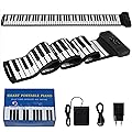 COSTWAY Piano Numérique Enroulable 88 Touches avec 128 Rythmes & 128 Sons, Clavier Électronique Portable avec Fonction Bluetooth & MIDI, Haut-Parleurs & Pédale de Sustain pour Enfants ou Débutants