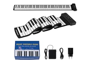 COSTWAY 88 Tasten Roll Up Piano, Keyboard Klavier faltbar mit 128 Rhythmen & 128 Tönen & 14 Demos, E-Piano mit MIDI-Bluetooth & Sustain-Pedal, Silikon Rollklavier für Kinder Erwachsene Anfänger