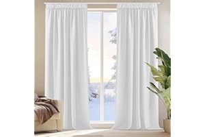 Deconovo Cortinas Opacas para Dormitorio Salon para Ganchos o Pase por la Barra, Cortinas Térmicas Aislantes Frio y Calor 2 Piezas, 132x214 cm, Gris Perla