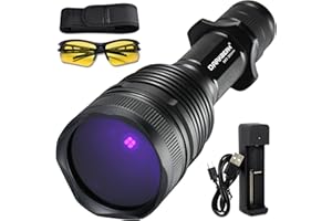 DARKBEAM UV Flashlight 365nm Black Light - Woods Lamp 20W High Power Rechargeable Ultraviolet Flashlights with Filter - Detector for Pet Urine & Leak, Searching Rocks/Scorpion - Resin Curing