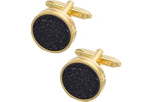 Jonwo Round Sparkling Gemstone Cufflinks for Men in Gift Box Gold Silver Cufflinks Men Cufflinks Wedding Shirt Party Birthday Anniversary Dress