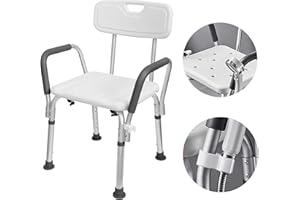 ACXIN Sgabello da doccia regolabile in altezza, sedia da doccia con schienale e braccioli, sedia da doccia per anziani incinte con disabilità