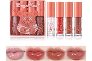 MAGGIDEA 4Packs Lip Oil and Lip Gloss Set, Lip Oil Hydrating Non-sticky Lip Glow Oil Tinted Clear Lip Plumper Moisturizing Lipgloss Set Gift For Women and Teenage Girl (02)