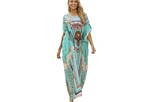 L-Peach Femmes Boho Kaftan Longuewear Nuit Surdimensionné Vêtements de Détente Robes Plage Couverture Sarong