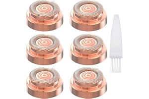 WONOLO 6 Pcs Women Facial Hair Remover Replacement Heads Rose Gold-Plated Blade Head Suit for First Gen Finishing Hair Remover Soft Touch Women Lip, Chin, and Cheeks Cleaning with 1 Pcs Cleaning Brush