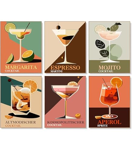 6 Mini Paintings - Elegante Cocktail set | Schilder op nummers – Schilder Op Nummers
