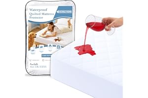 Acrali Home Quilted Waterproof Mattress Protector Double Bed, 4-Layer Super Absorbent Design, Non-Slip Extra Deep Fitted Skirt, Machine Washable, Antiallergic & Breathable Hotel Quality Bed Covers