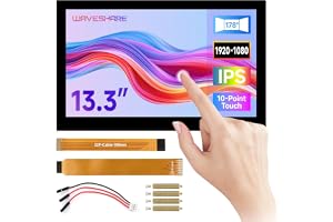 Waveshare 13.3inch High Resolution DSI Capacitive Touch Display for Raspberry Pi 5 / 4B / CM4 IO Board, 1920x1080, IPS, Tough