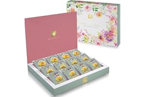‎TEABLOOM Teabloom Teeblumen Kiste – Sorgfältig Ausgewähltes Tee Geschenkset mit 12 Gourmet Blumentees - 36 Aufgüsse – Verpackt in einer Eleganten Geschenk Teebox