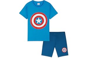 Marvel Pyjama Enfant Garcon, Ensemble de Pyjama Court Été T-Shirt et Short, Vêtements de Nuit Enfant Ado Tailles 3-14 Ans Super Héros Spiderman Avengers Hulk