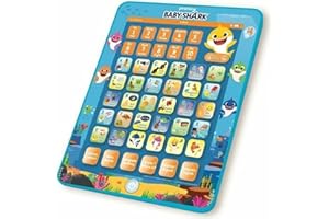 Lexibook- Baby Shark Tablette éducative bilingue, Jouet pour Apprendre Les Lettres Chiffres vocabulaire et Musique, Langues Français/Anglais, Bleu/Orange, JCPAD002BSi1