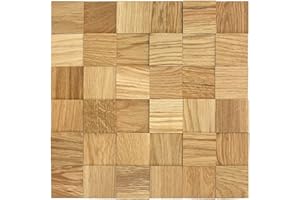 wodewa Paneles de Madera Autoadhesivo Autoadhesivo para Pared Roble Natural 30 x 30cm Mosaico Revestimiento de Paredes 3D Panel Decorativo Madera Interior Sala de Estar Cocina Dormitorio Mural