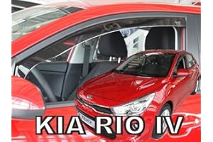 J&J AUTOMOTIVE | Deflettori d'Aria Antiturbo per Rio 5-Porte Berlina dal 2017, Set di 2 Pz, Nero, Antivento, Antipioggia, Fume' Oscurati