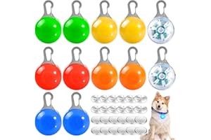 GAOUTO 12 Stück Hunde Leuchtanhänger, Blinklicht Hund, Hunde Sicherheits Blinklicht Clip-On LED Leuchtanhänger Haustier Leuchthalsband mit 3 Blinkmodis, Leuchtanhänger für Schulranzen und Kinder - LED