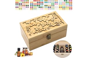 WishesMar 25 Löcher Aufbewahrungs-box Ätherische Öle aus Holz - Holzkiste Bietet Platz für 5 10 15 ml Ätherisches Öle Flaschen - Tragbar Organisator Holzbox für Duftöle Ausstellung, Lagerung