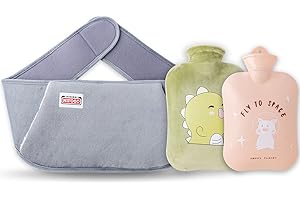 Borsa Acqua Calda Peluche 3 in 1, Nifogo Borsa dell'acqua Calda, Hot Water Bottle per collo, spalle, schiena, gambe, addome, vita calda (Grigio1300L)